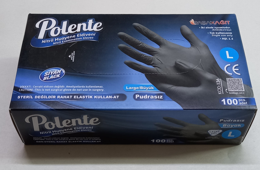 MUAYENE ELD. SİYAH L 100'LÜ POLENTE