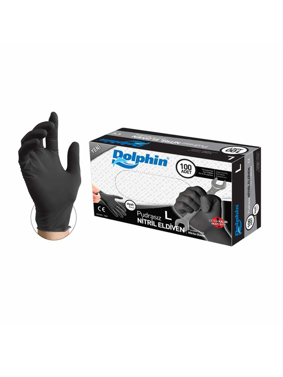DOLPHİN NİTRİL ELDİVEN EXTRA KALIN SİYAH  M