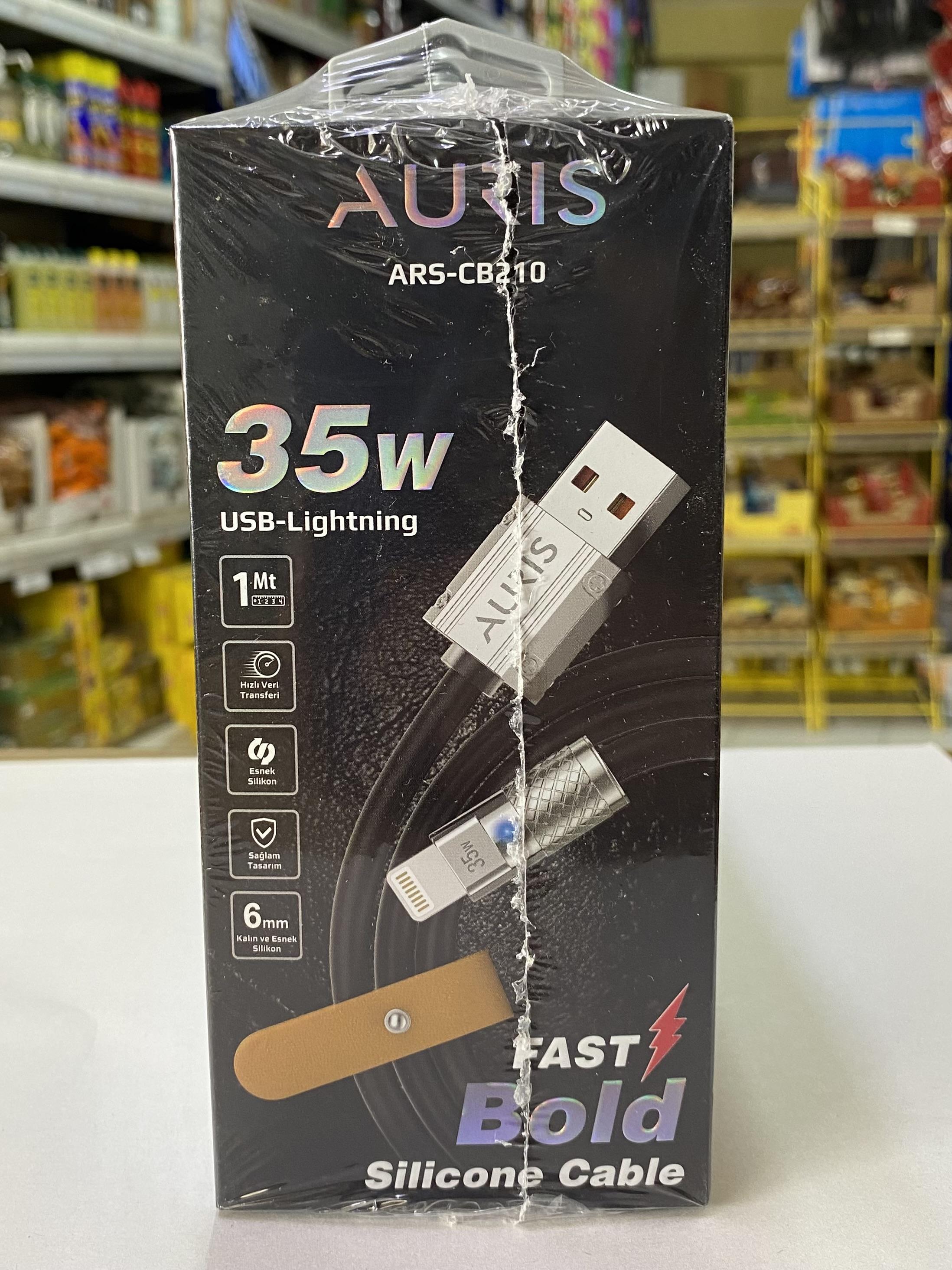 ŞARJ KABLOSU AURIS 35W IPHONE *10*( ARS-CB210 ) SİLİKON