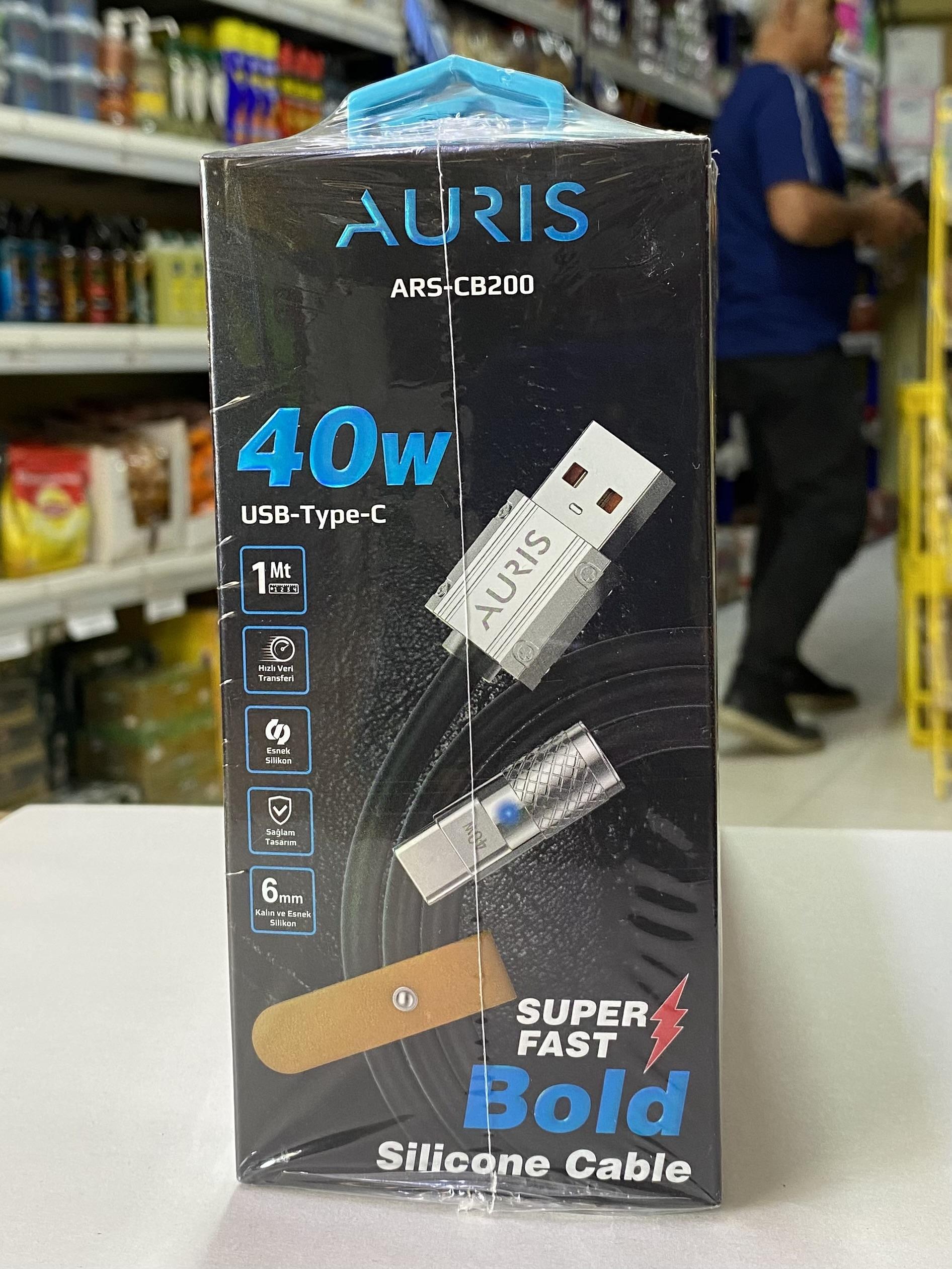 ŞARJ KABLOSU AURIS 40W TYPE-C *10*( ARS-CB200 ) SİLİKON